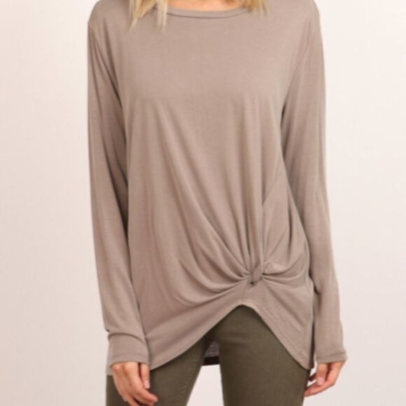 Mocha Top w/ Front Twist Knot Detail - Picture 3 of 5